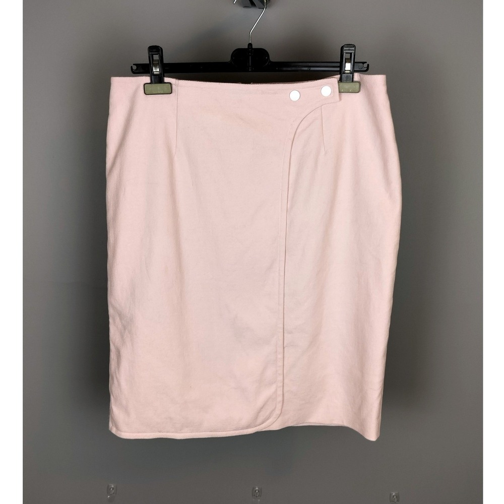 Paule Ka Cotton Blend Wrap Pencil Skirt Pink Textured Knee Length